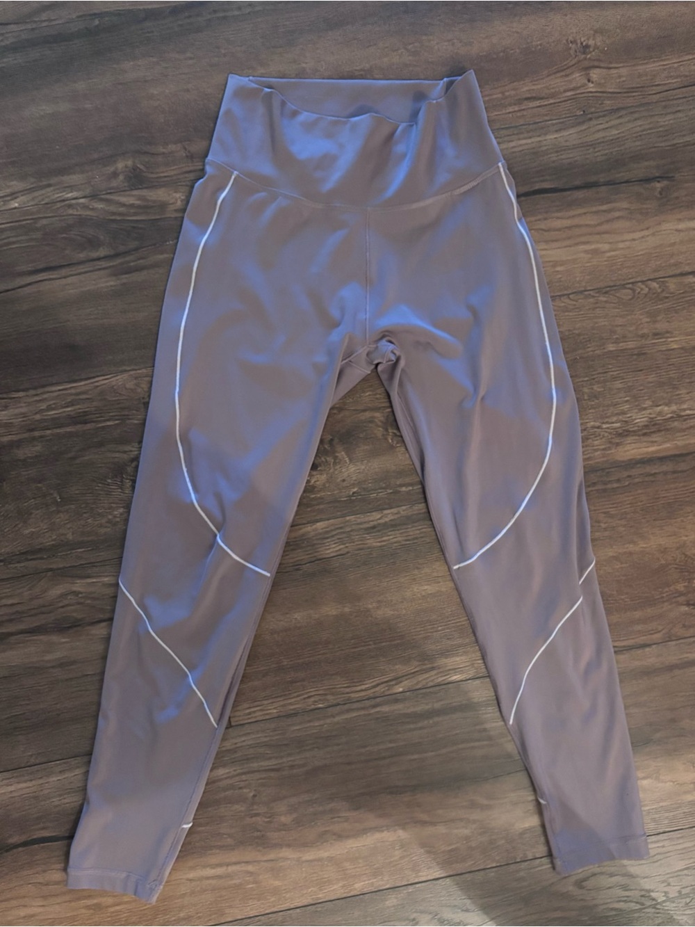 adidas Lavender Gray High-Waist Leggings with Reflective Piping